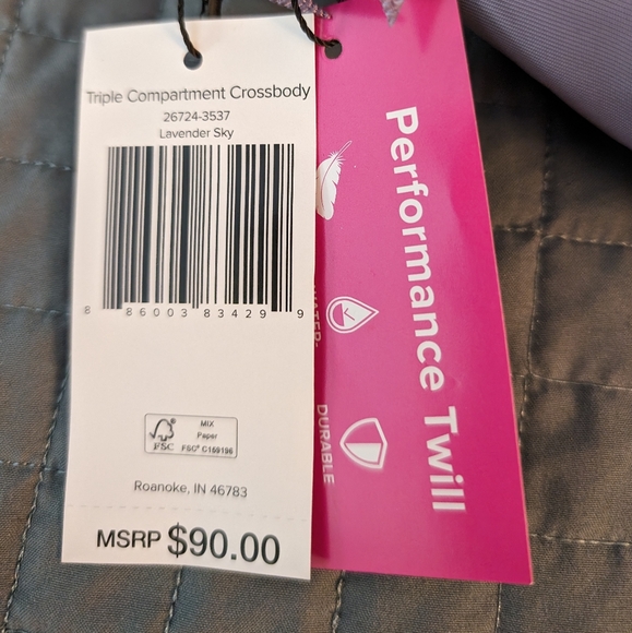 Vera Bradley Performance Twill Triple Compartment Crossbody in Lavender Sky NWT! - Picture 6 of 6